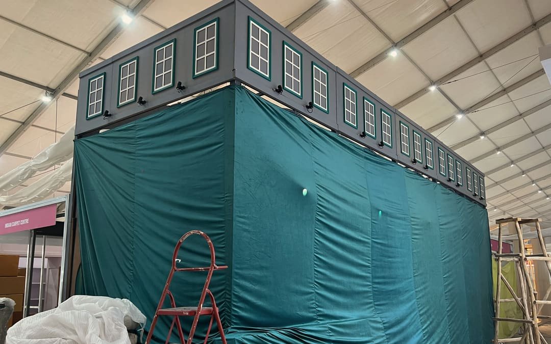 Family Hub stand at IHGF Delhi, March 2023, under curtains before the show opened