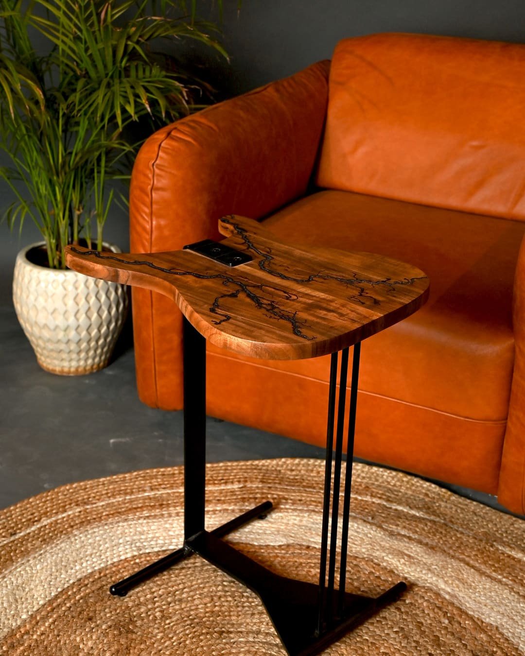 Solid wood side table with a lounge chair, for hospitality projects, by Family Hub
